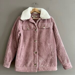 Koolaburra by UGG Corduroy Shacket w/ Removable Fur Collar Jacket Pink Sz XS
